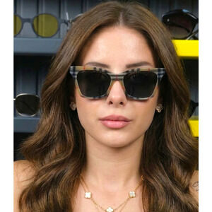 NWT Burberry 0BE4346-394487 Vintage Check Cat Eye 53mm Sunglasses
